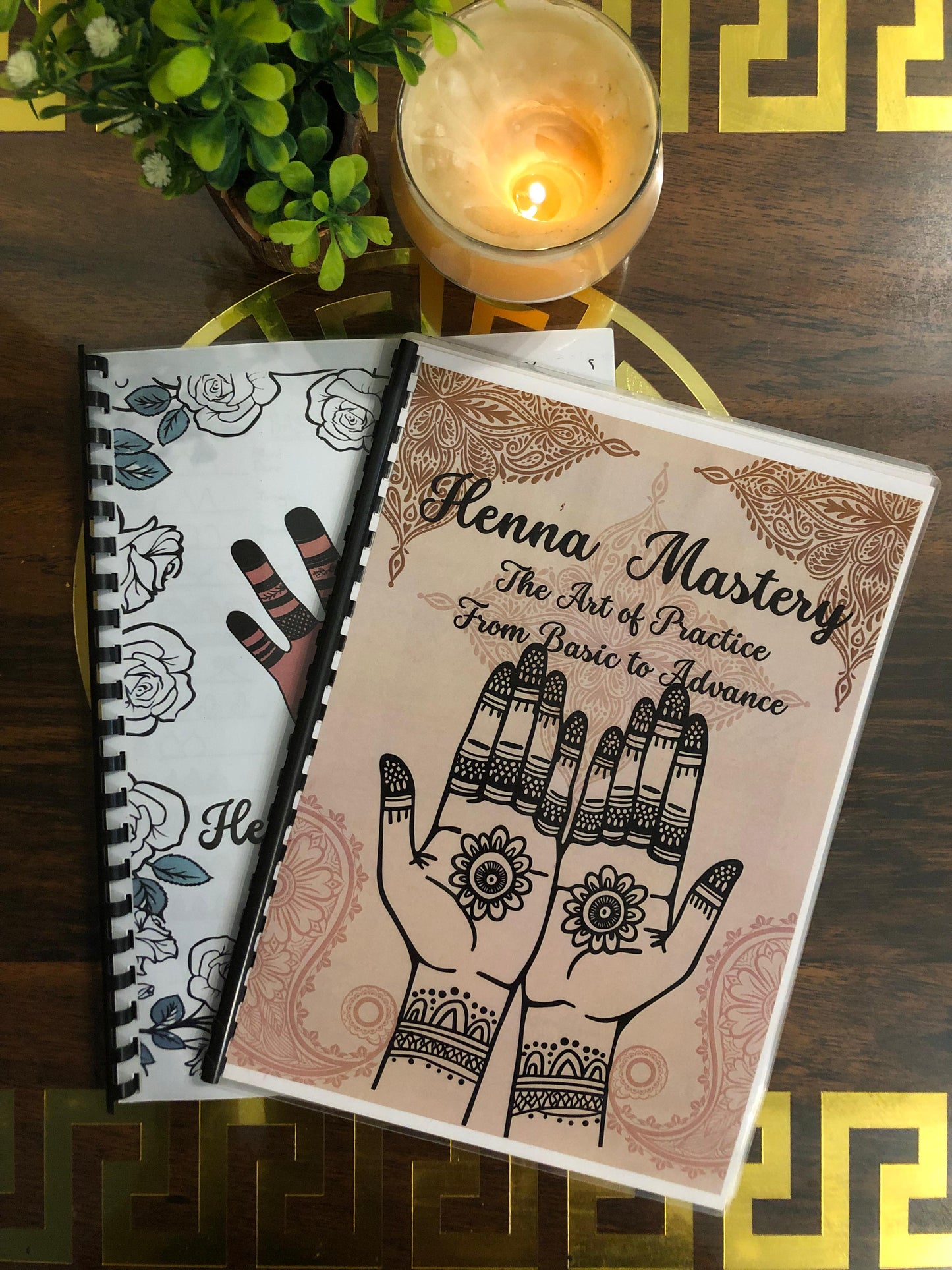 Pack of any 2 Henna Tracing Books of your choice with Reusable Acrylic sheet, a practice cone